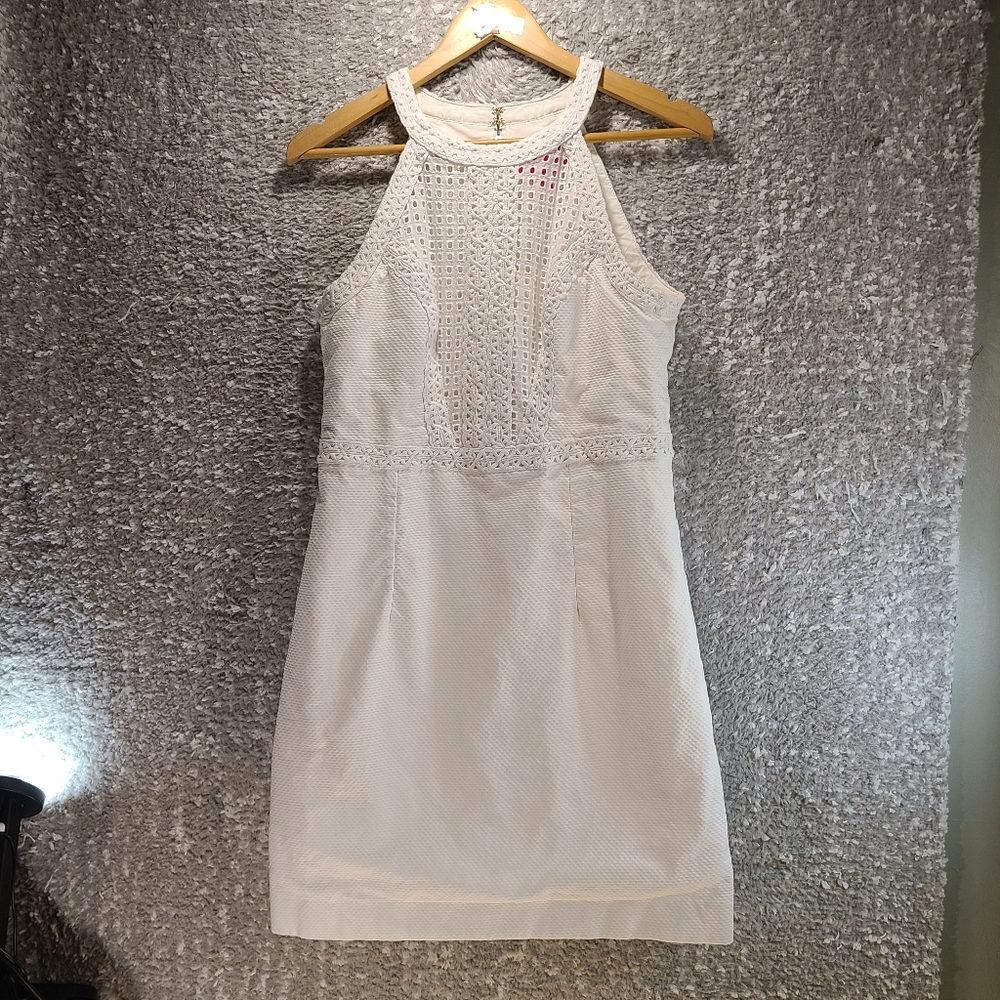 Lilly Pulitzer‎ CHARLIZE Eyelet White Shift Dress Lined Cotton Size 6